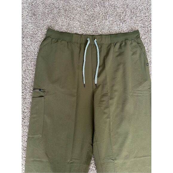 Jaanuu Women’s Plus Size 3X 4-Pocket Relaxed Essential Pants Scrubs Khaki Green - Picture 5 of 13